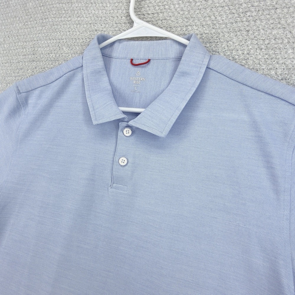 Western Rise Limitless Merino Polo Mens Large Blue Wool Performance Travel Golf